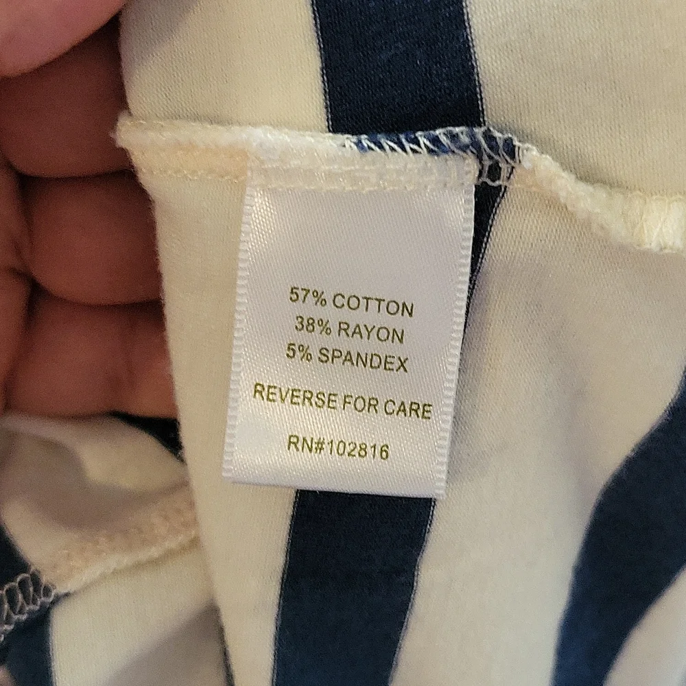 Garnet Hill Women's Sleeveless Navy & Cream Striped Maxi Dress Size M - Picture 12 of 12